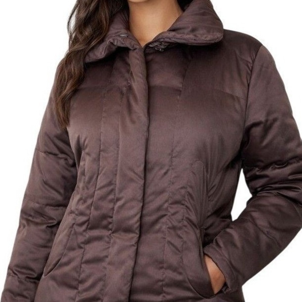 Calvin Klein Womens Small Brown Puffer Jacket Down Fill Fleece Lined Warm Coat S